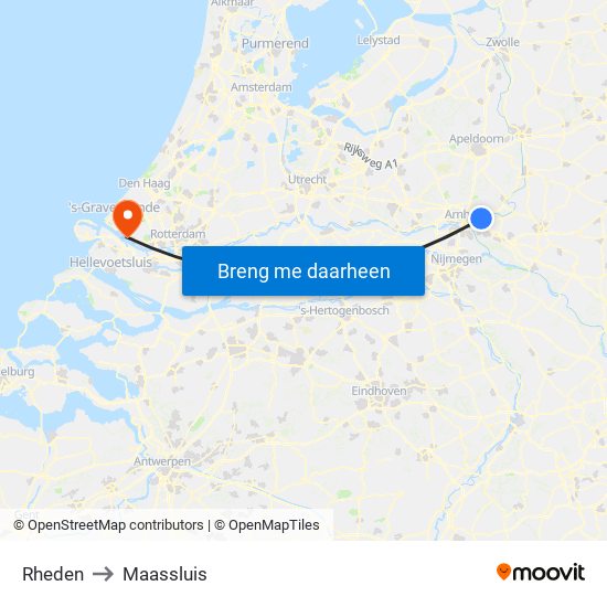 Rheden to Maassluis map