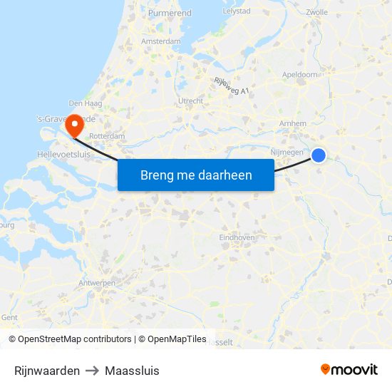 Rijnwaarden to Maassluis map