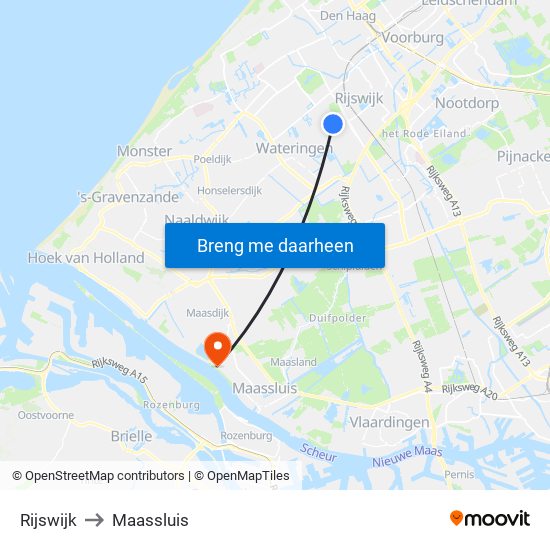 Rijswijk to Maassluis map