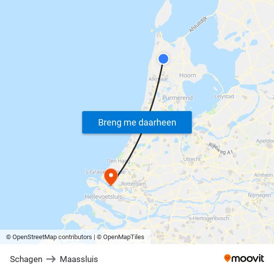 Schagen to Maassluis map