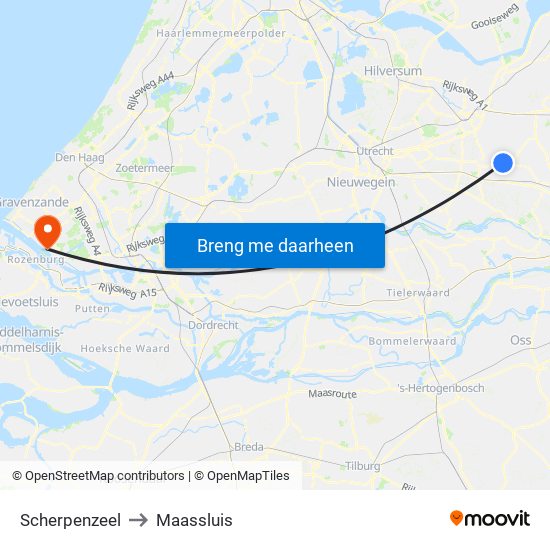 Scherpenzeel to Maassluis map