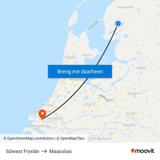 Sdwest Fryslân to Maassluis map