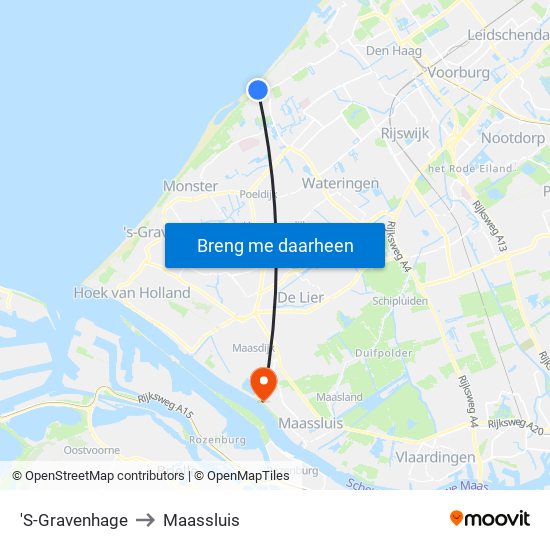 'S-Gravenhage to Maassluis map