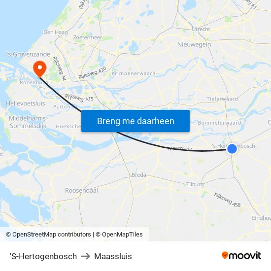 'S-Hertogenbosch to Maassluis map