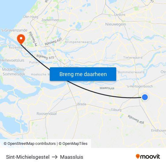 Sint-Michielsgestel to Maassluis map