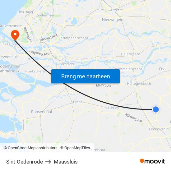 Sint-Oedenrode to Maassluis map