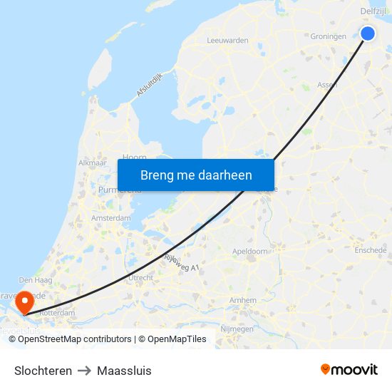 Slochteren to Maassluis map