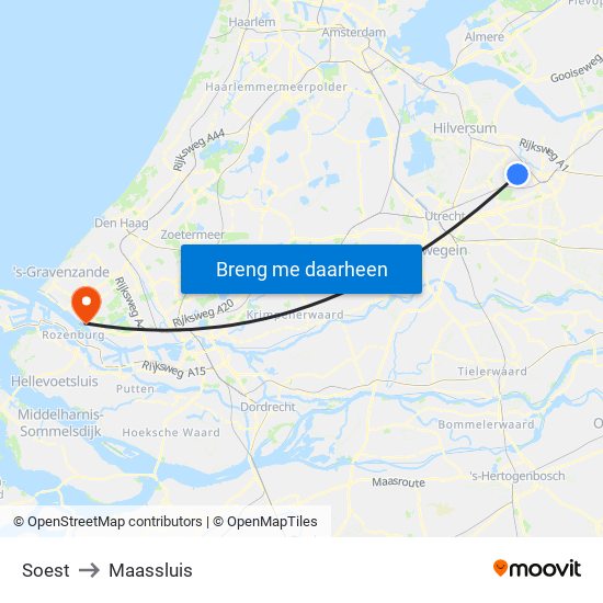 Soest to Maassluis map