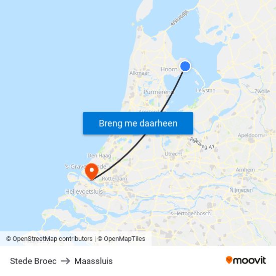 Stede Broec to Maassluis map