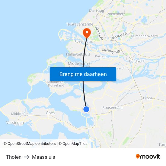Tholen to Maassluis map