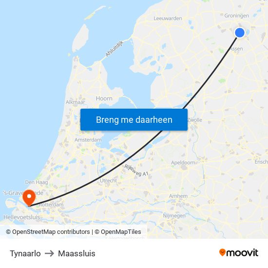 Tynaarlo to Maassluis map