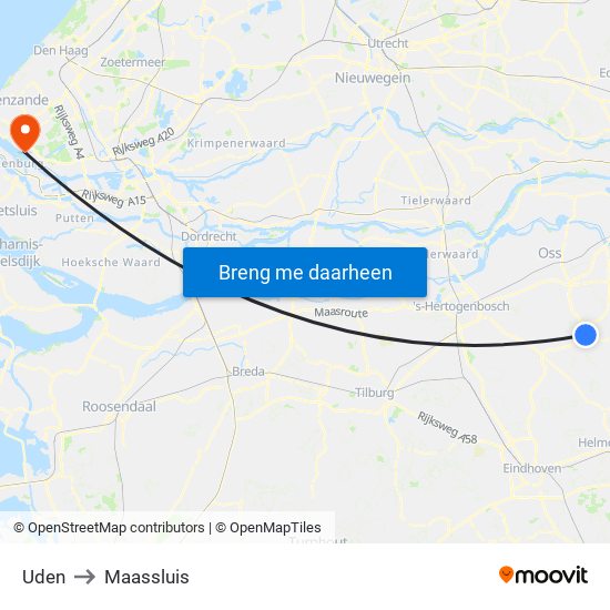 Uden to Maassluis map