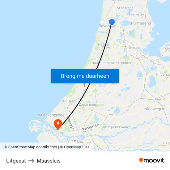 Uitgeest to Maassluis map