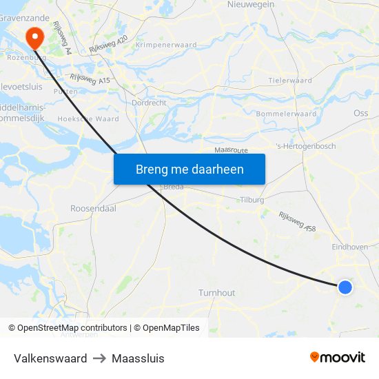 Valkenswaard to Maassluis map