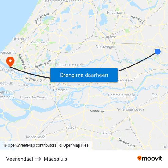 Veenendaal to Maassluis map