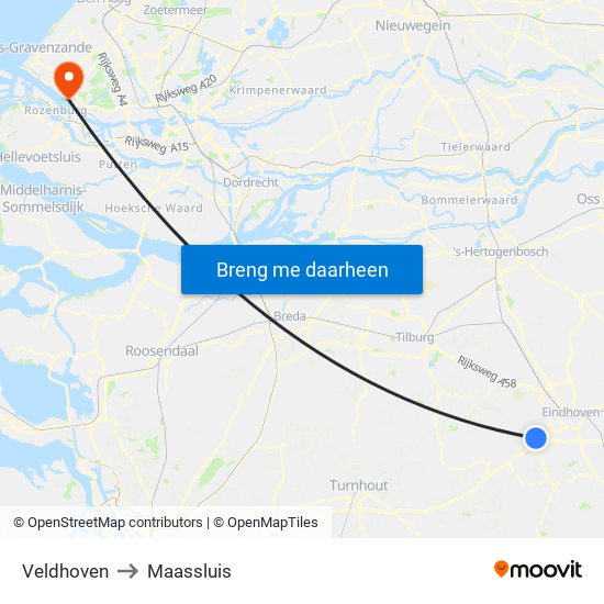 Veldhoven to Maassluis map