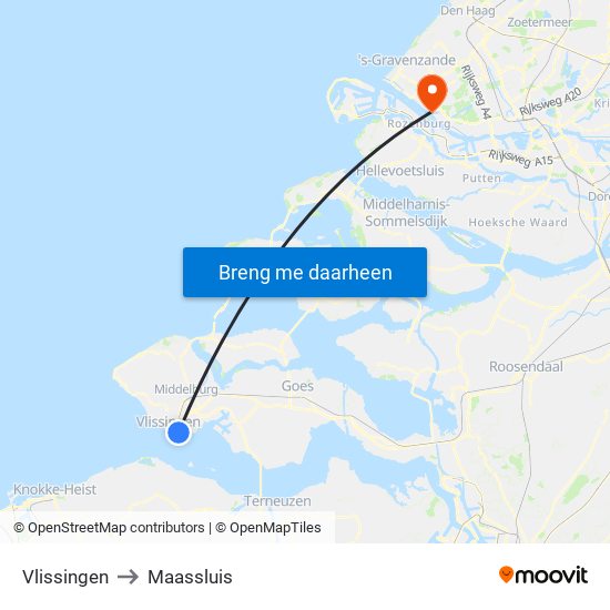 Vlissingen to Maassluis map