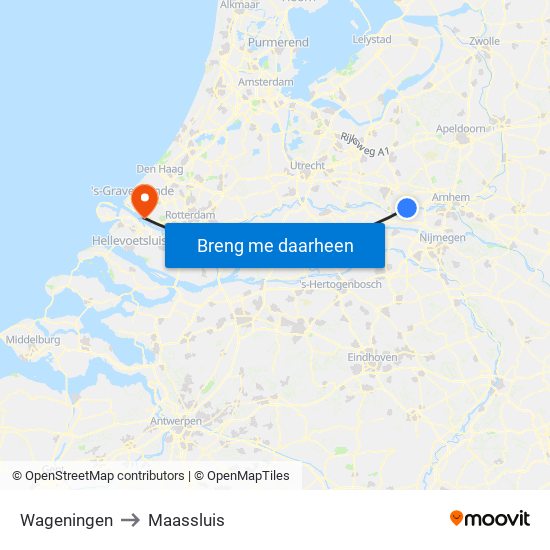 Wageningen to Maassluis map