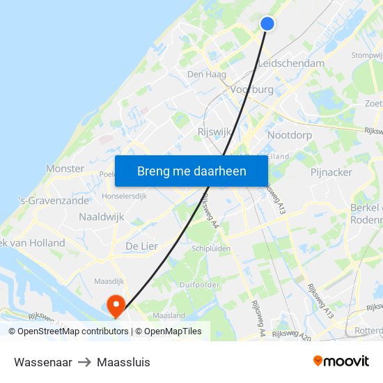 Wassenaar to Maassluis map