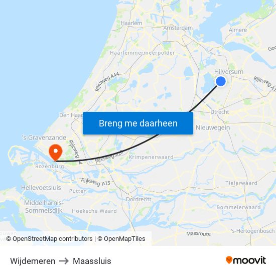 Wijdemeren to Maassluis map