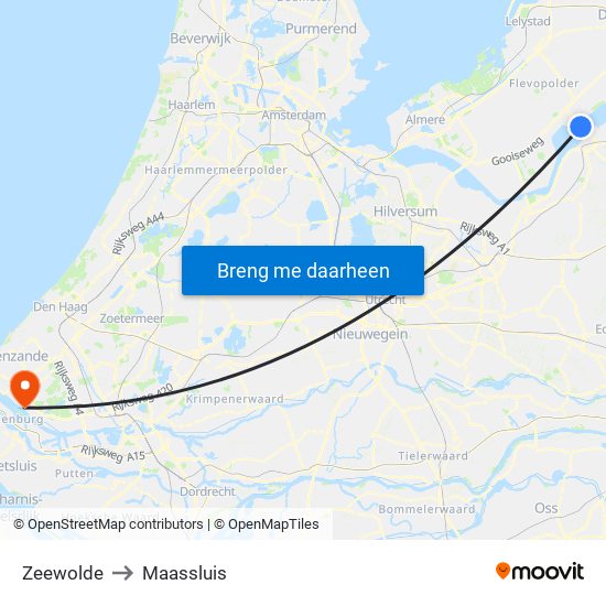 Zeewolde to Maassluis map