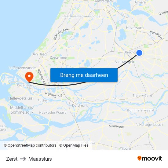 Zeist to Maassluis map