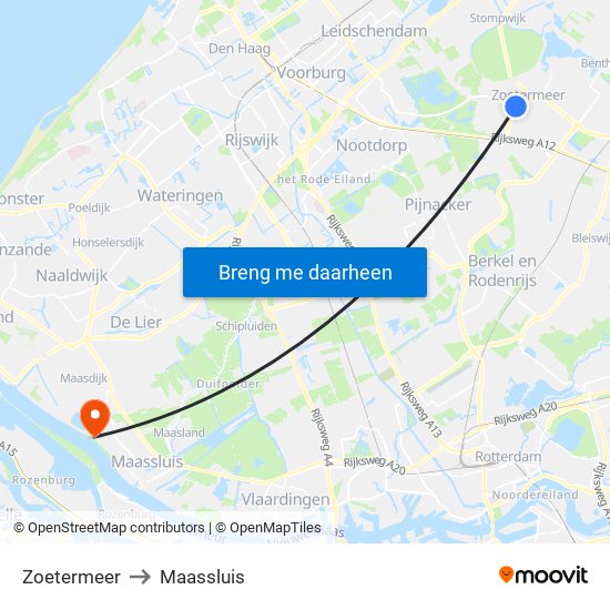 Zoetermeer to Maassluis map