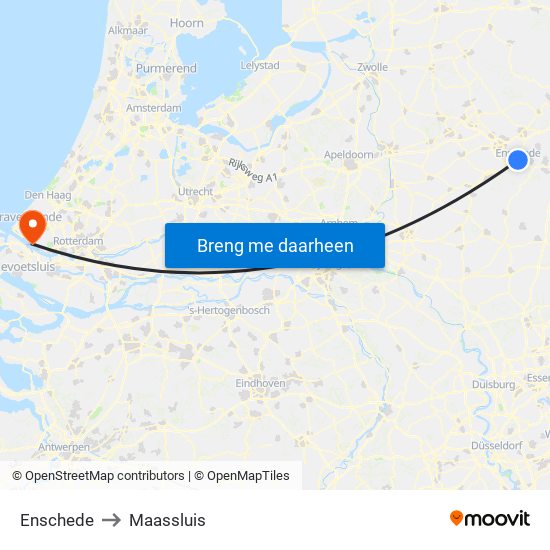 Enschede to Maassluis map