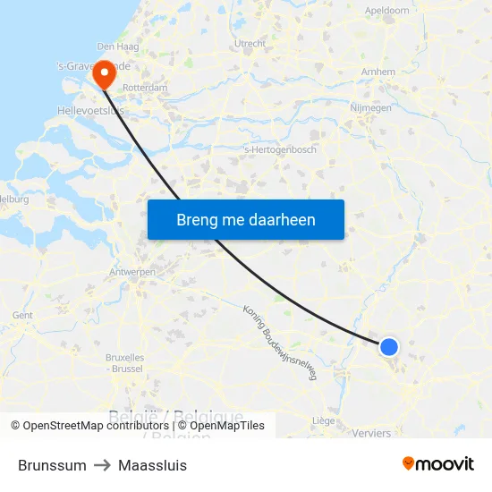 Brunssum to Maassluis map