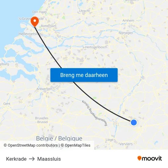 Kerkrade to Maassluis map