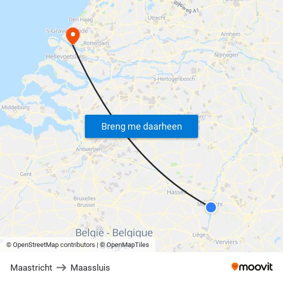 Maastricht to Maassluis map