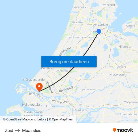 Zuid to Maassluis map