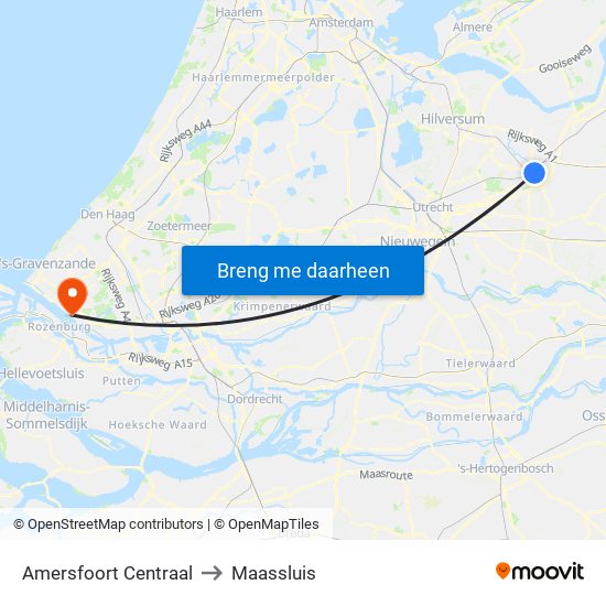 Amersfoort Centraal to Maassluis map