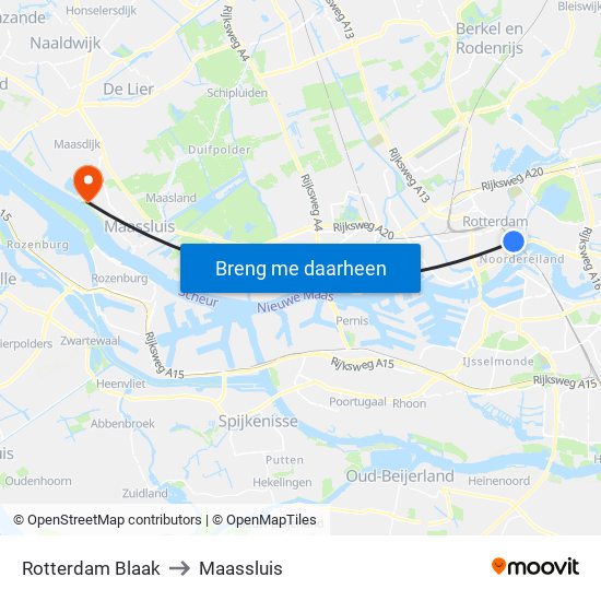 Rotterdam Blaak to Maassluis map