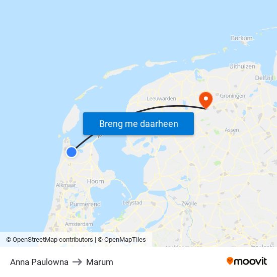 Anna Paulowna to Marum map