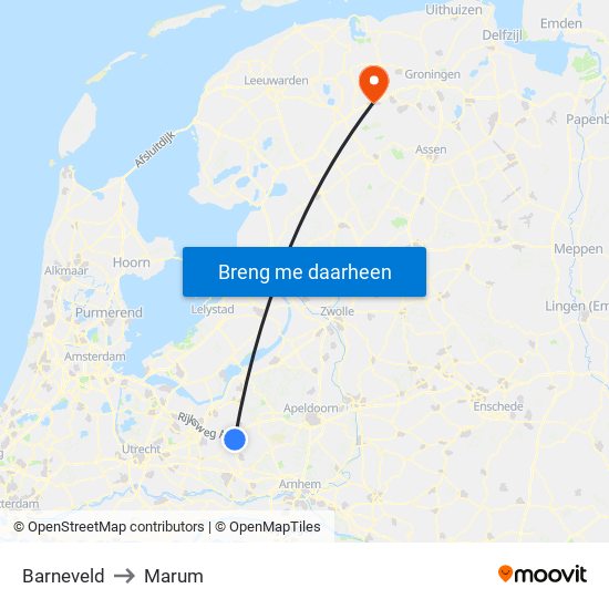 Barneveld to Marum map