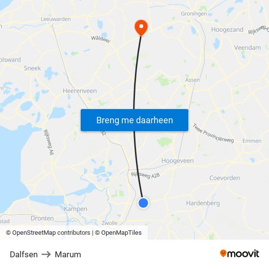 Dalfsen to Marum map