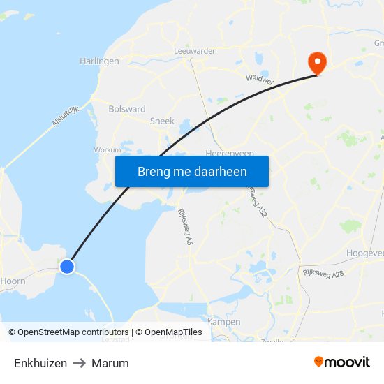 Enkhuizen to Marum map