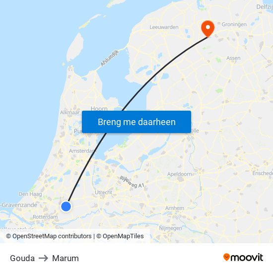 Gouda to Marum map