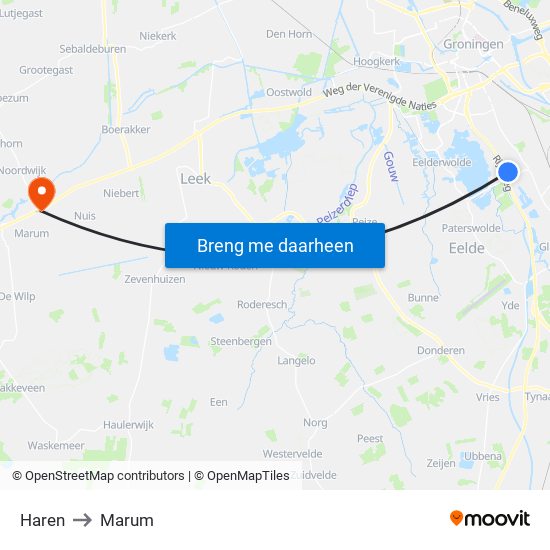 Haren to Marum map