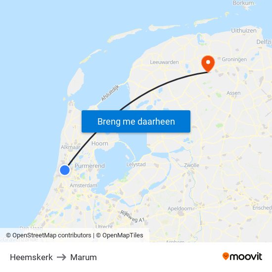 Heemskerk to Marum map