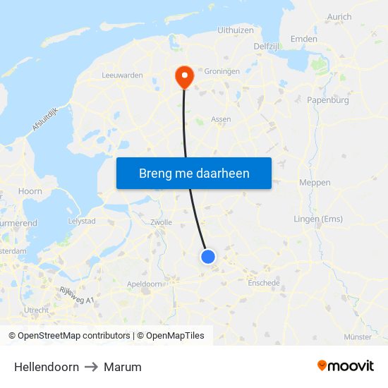 Hellendoorn to Marum map