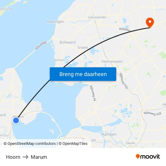 Hoorn to Marum map