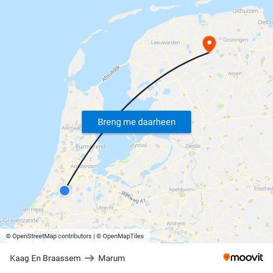 Kaag En Braassem to Marum map