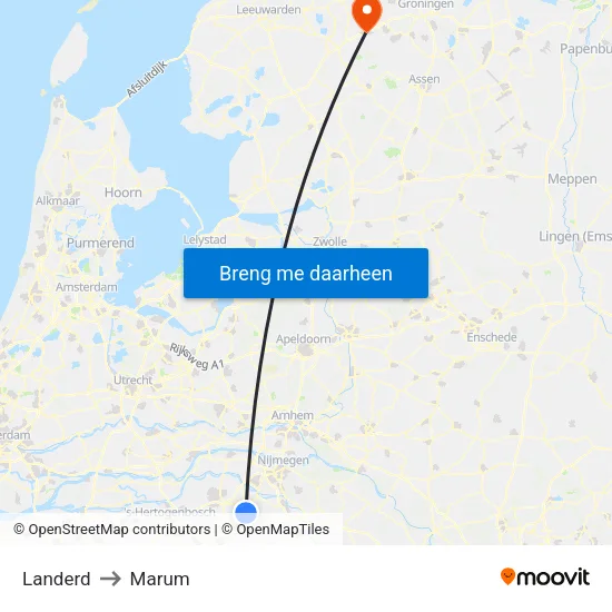 Landerd to Marum map
