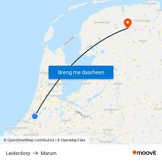 Leiderdorp to Marum map