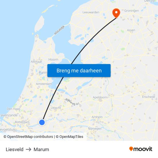 Liesveld to Marum map