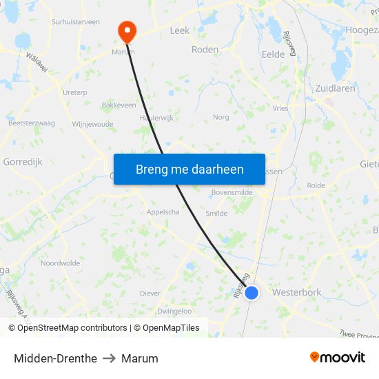 Midden-Drenthe to Marum map