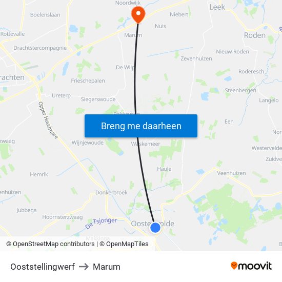 Ooststellingwerf to Marum map