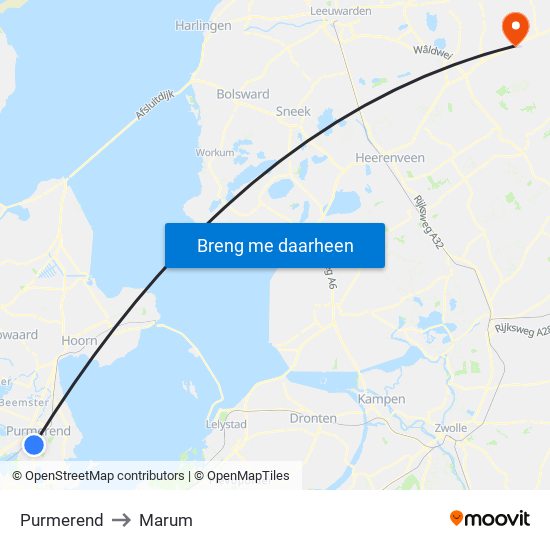 Purmerend to Marum map